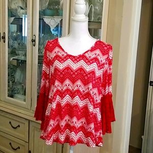 Womens L Red and White Sterling&Vines Top